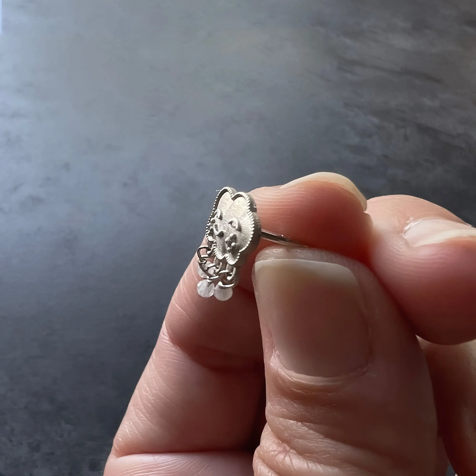 Sterling Silver Sun and Cloud Stud Earrings with Dangling Moonstone Bead Raindrops  — Can Be Personalized with Your Choice of Birthstones