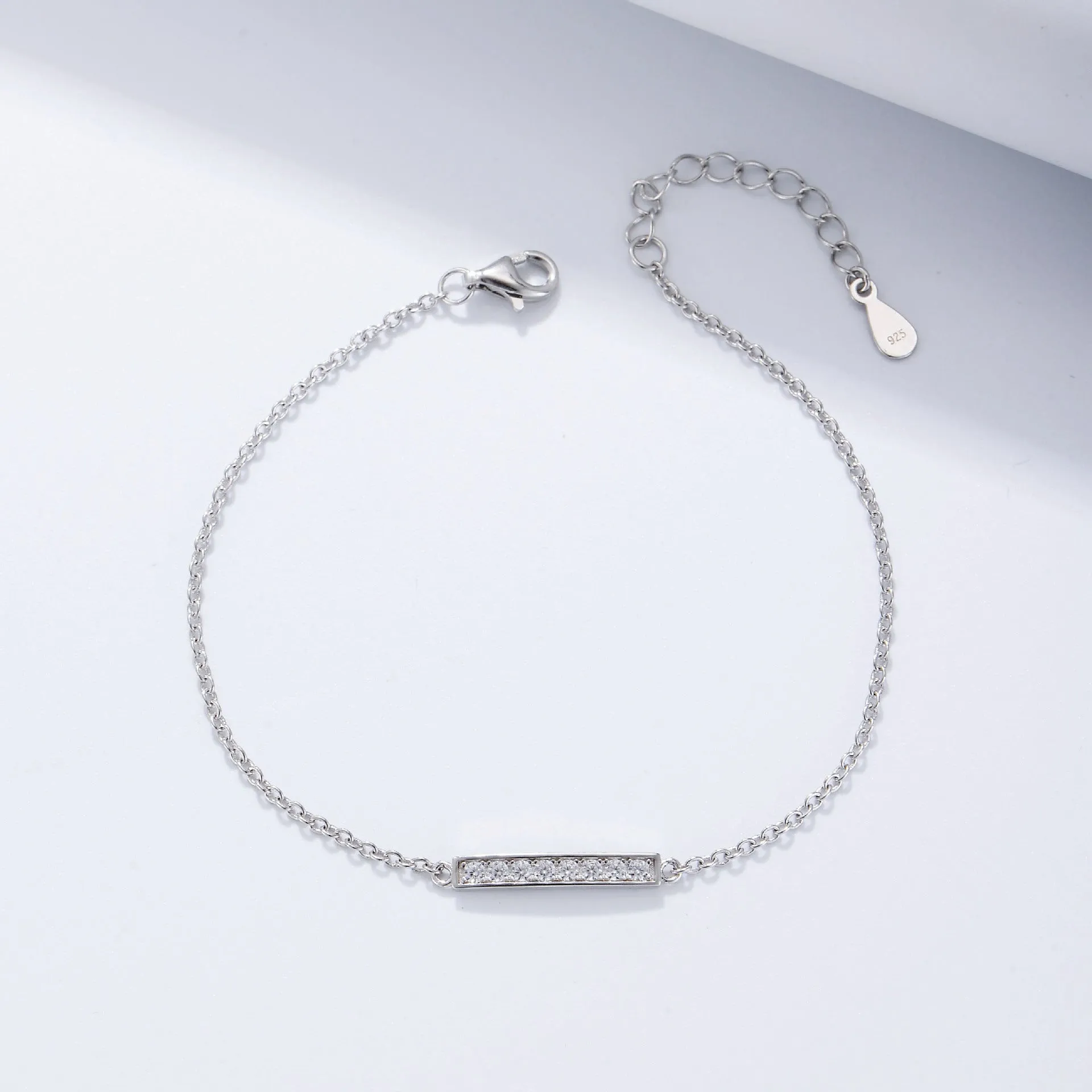 Straight Single row Zircon Silver Bracelet for Women