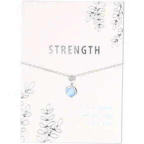 Strength Frosted Mint Opal 16.5"-18.5" Rhodium Plated Inspirational Necklace