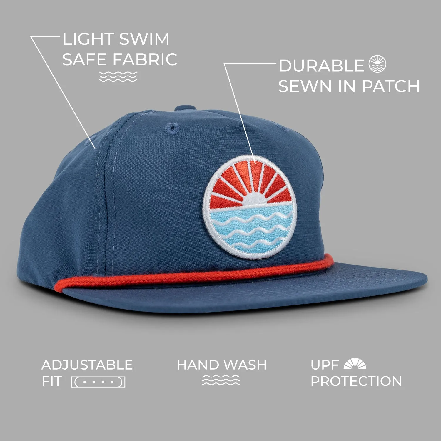 Sun Wave Navy / Red Rope Hat