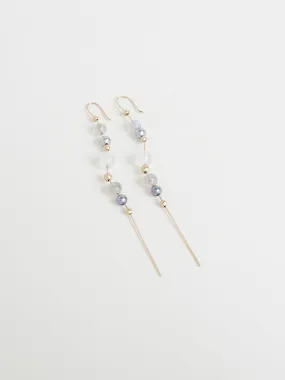 Tahitian Pearl, Labradorite & Grey Moonstone Bead Chain Earrings