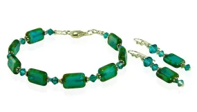 Teal Czech Window Bracelet Set