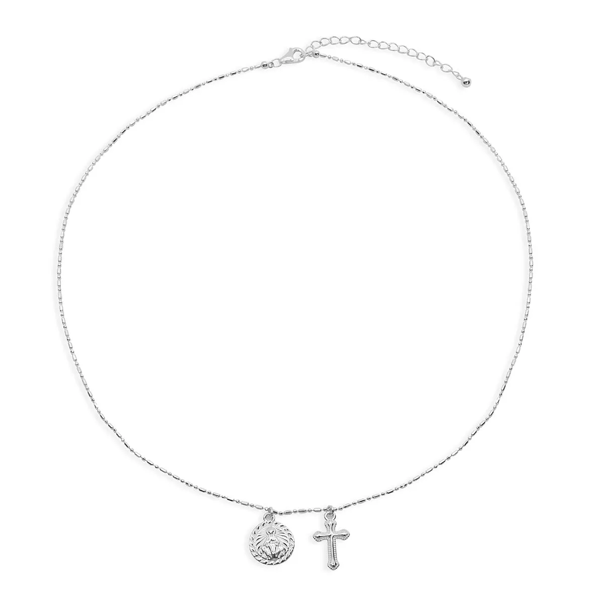 THE BEADED CHAIN MARY CROSS NECKLACE