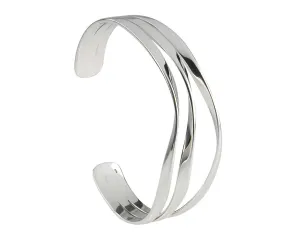 Three Row Twist Flat Torque Bangle
