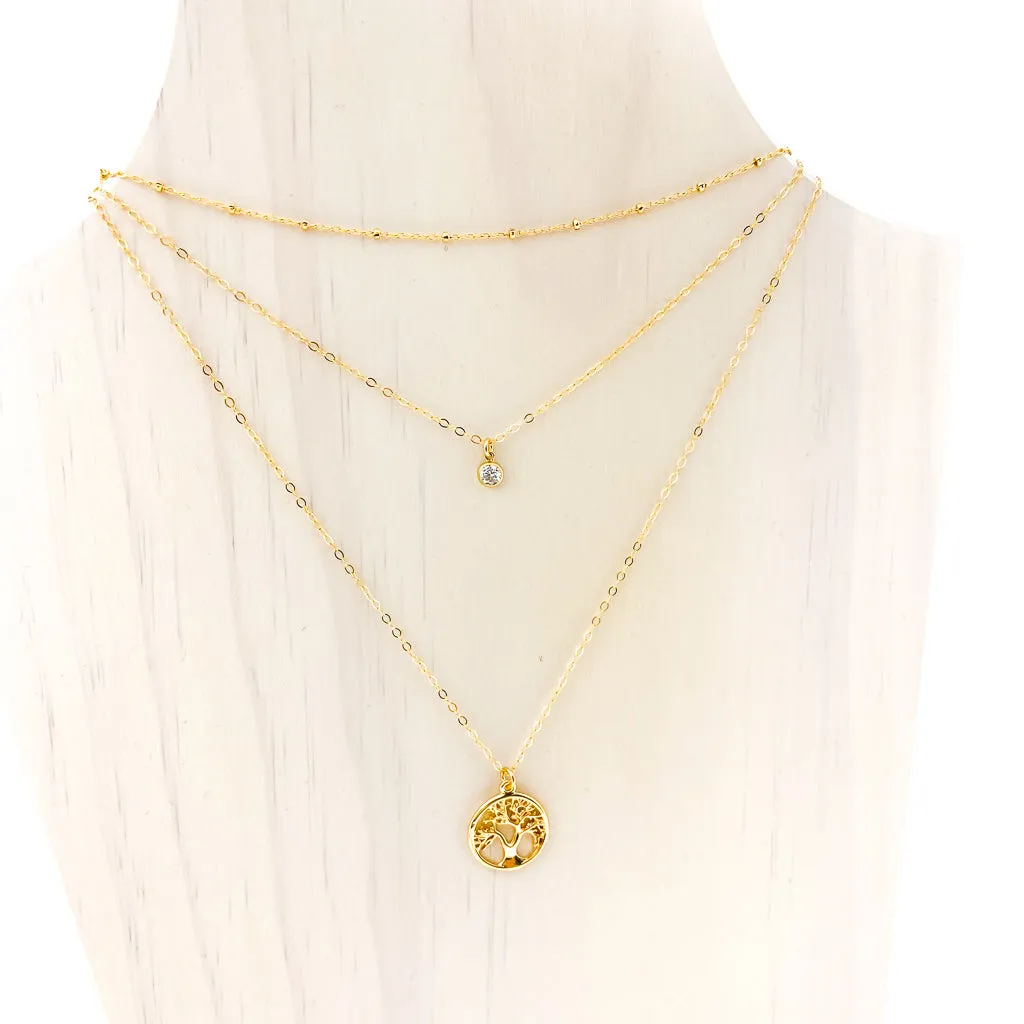 Tree Of Life Necklace Set | 14K Gold-Filled | Set Of 3