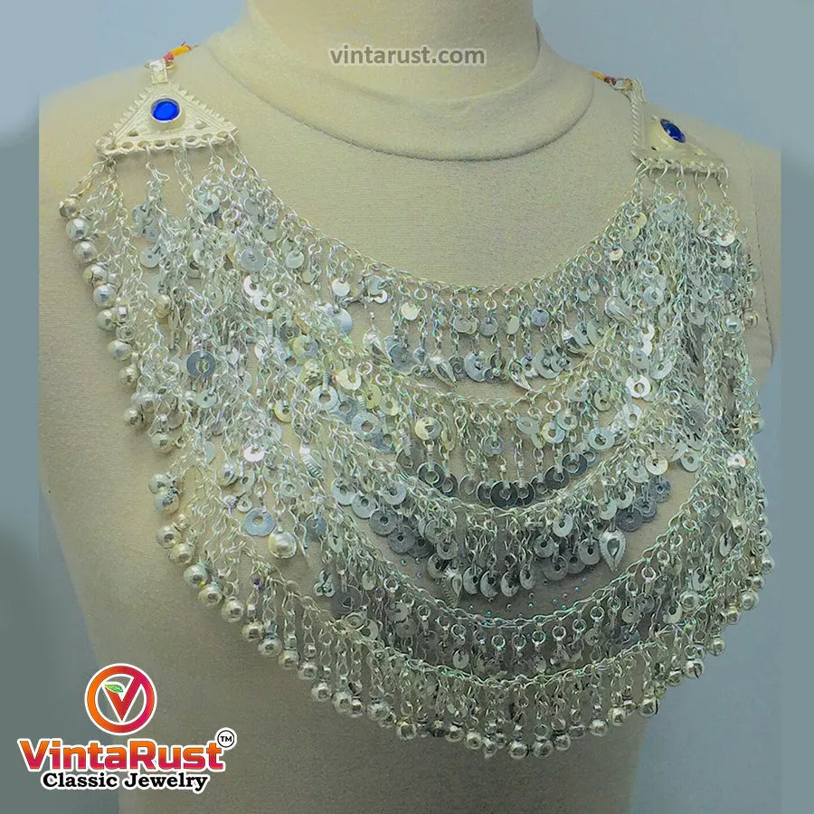 Tribal Silver Kuchi Multilayers Bells Necklace