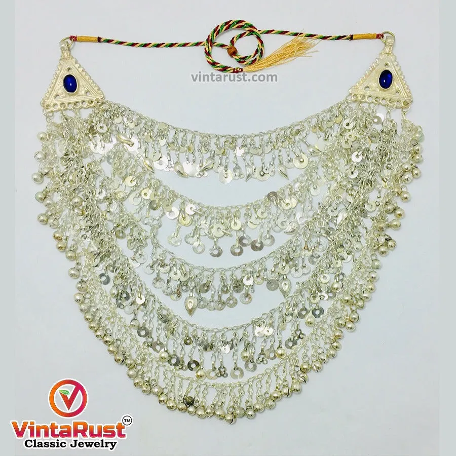 Tribal Silver Kuchi Multilayers Bells Necklace