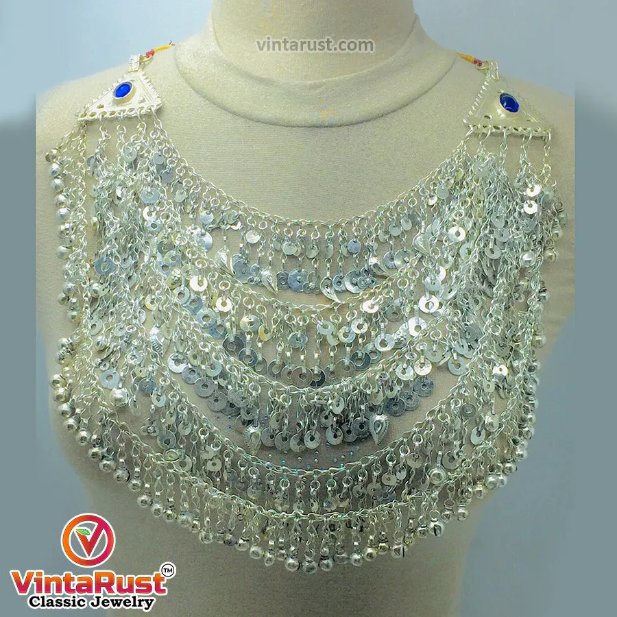 Tribal Silver Kuchi Multilayers Bells Necklace