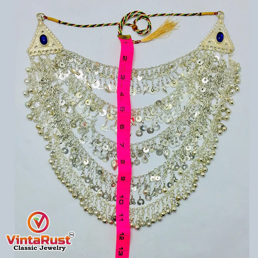 Tribal Silver Kuchi Multilayers Bells Necklace
