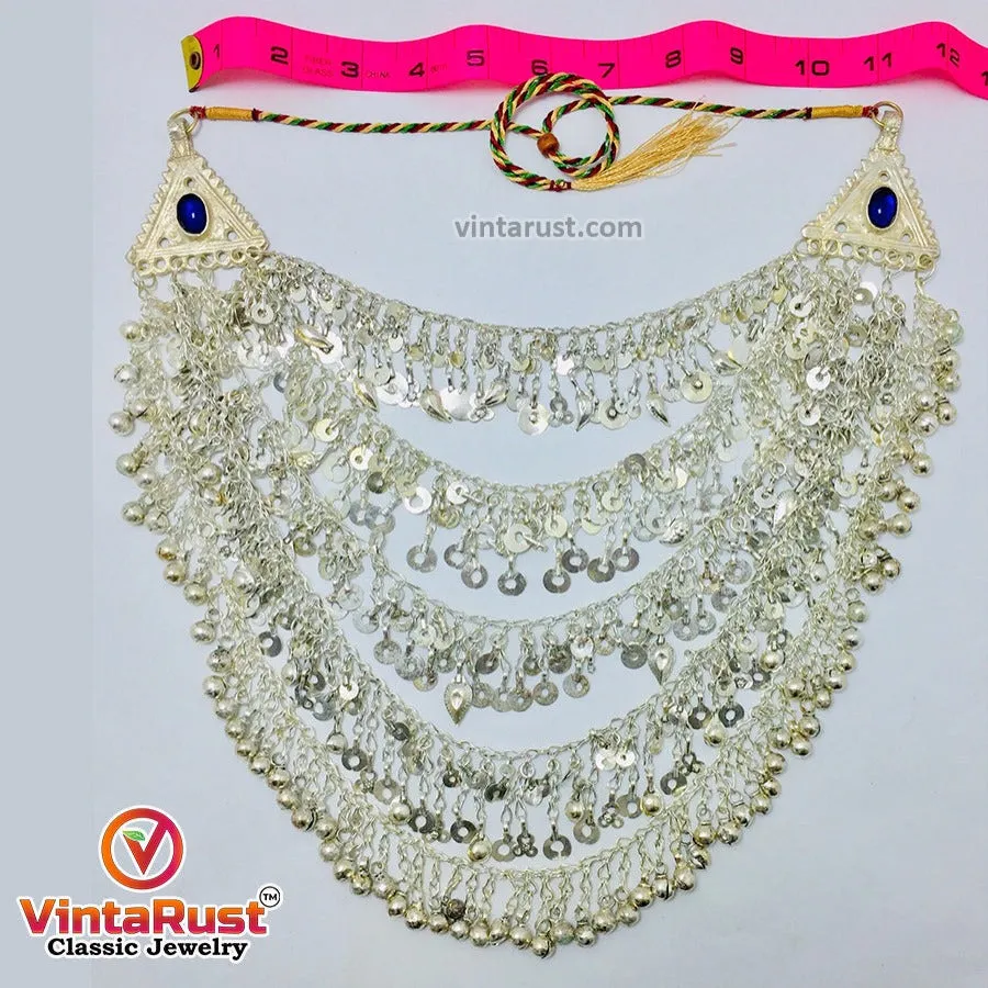 Tribal Silver Kuchi Multilayers Bells Necklace
