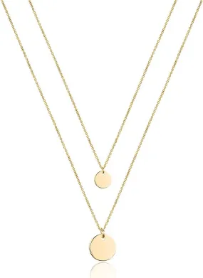 Turandoss Dainty Layered Choker Necklace, Handmade 14K Gold Plated Y Pendant Necklace Multilayer Bar Disc Necklace Adjustable Layering Choker Necklaces for Women