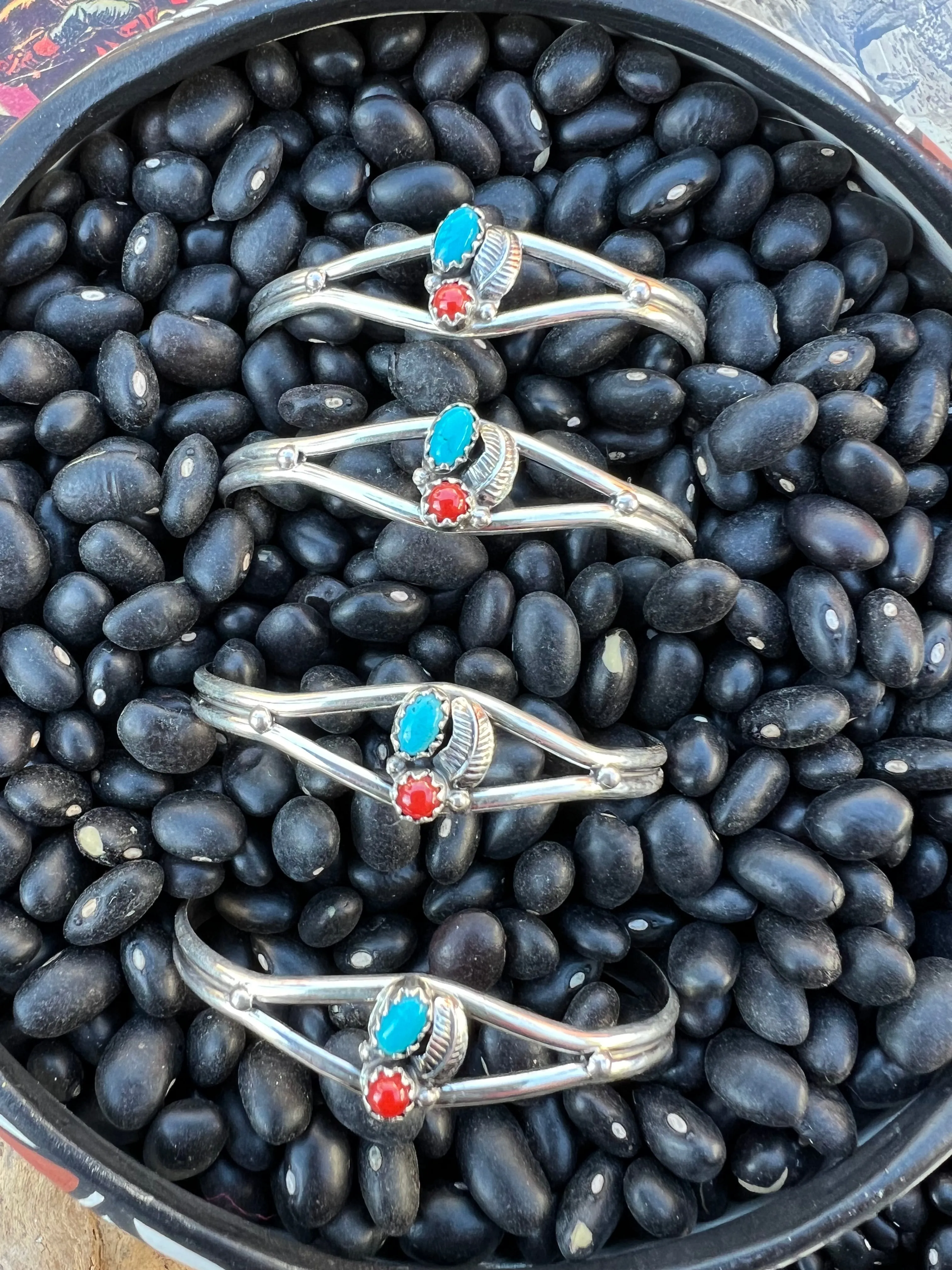 Turquoise Coral Cuff with matching studs for mommy & me