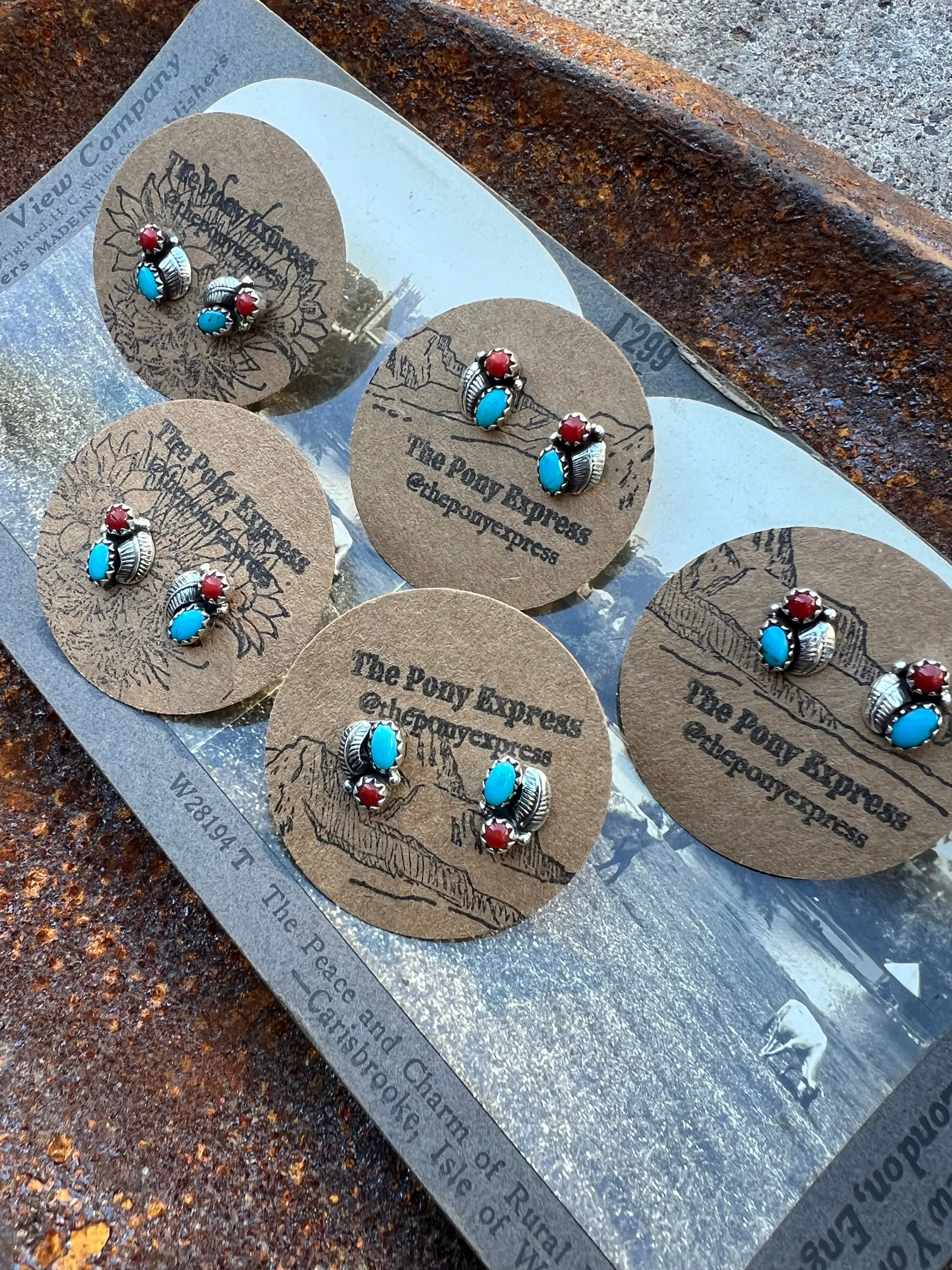Turquoise Coral Cuff with matching studs for mommy & me