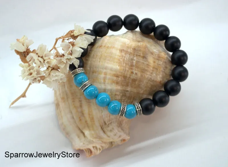 Turquoise handmade bracelet Energy balance bracelet Gemstone bead bracelets Personalized gifts Turquoise jewelry Handmade jewelry for her