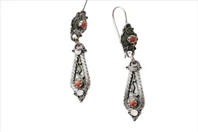 Vintage Silver and Coral Algerian Earrings