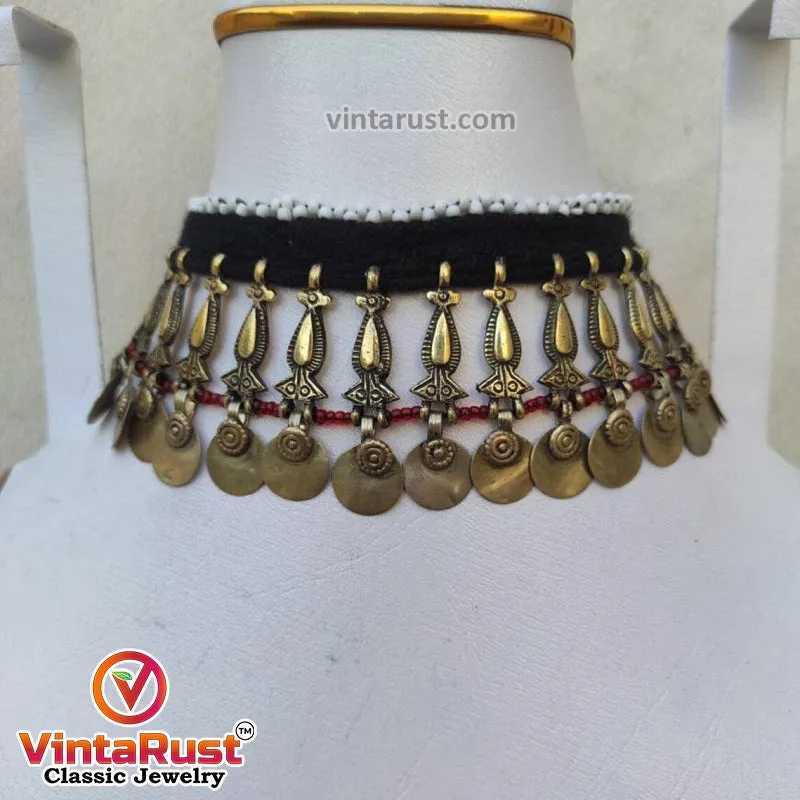 Vintage Tribal Boho Bib Choker  Necklace