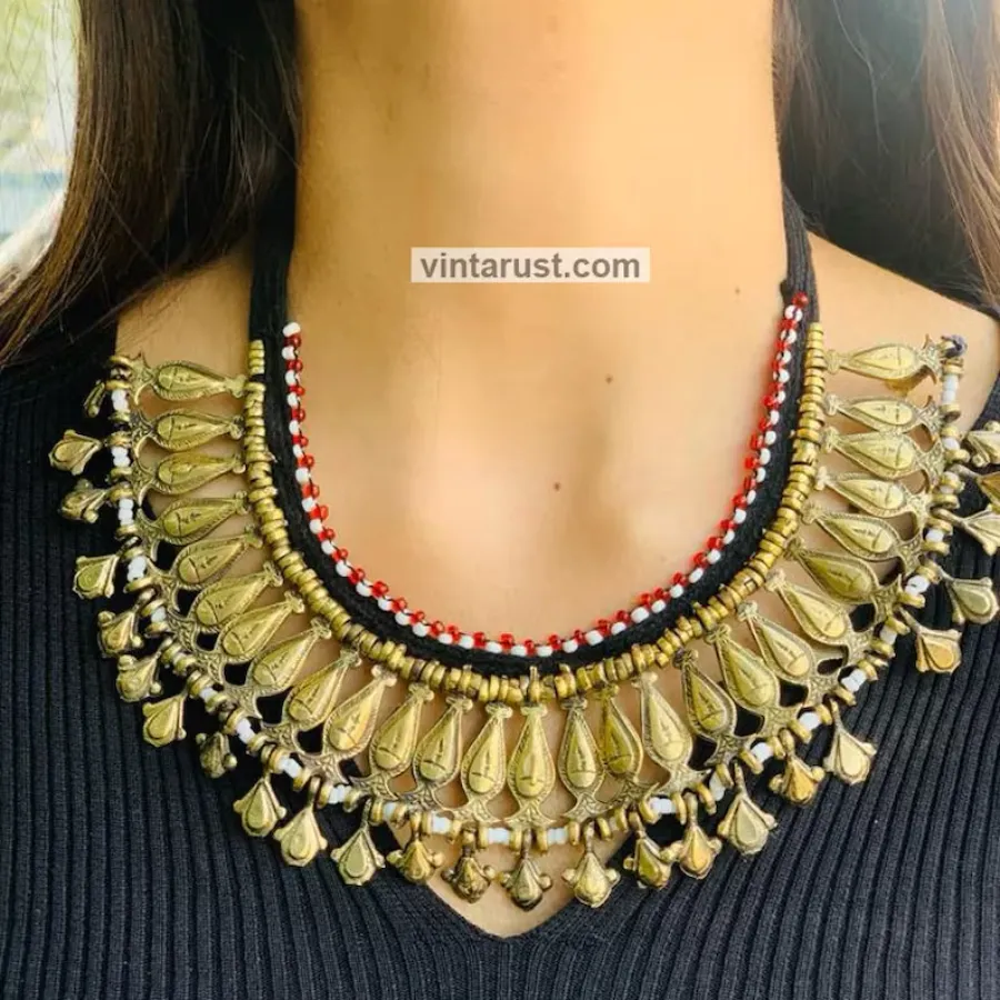 Vintage Tribal Boho Bib Choker  Necklace