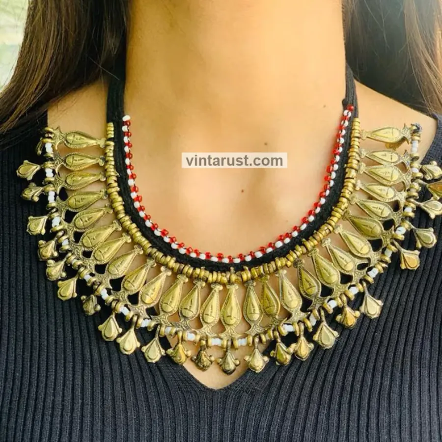 Vintage Tribal Boho Bib Choker  Necklace