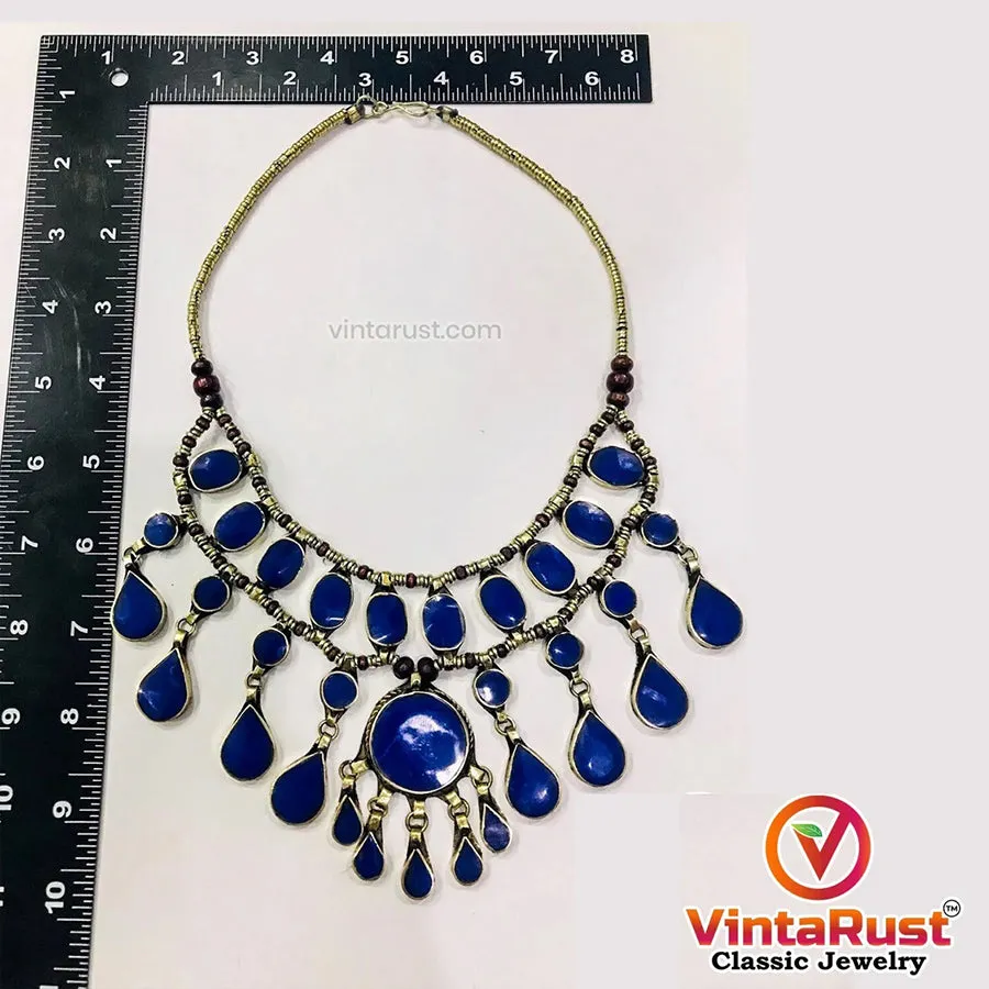 Vintage Tribal Stone Bib Necklace