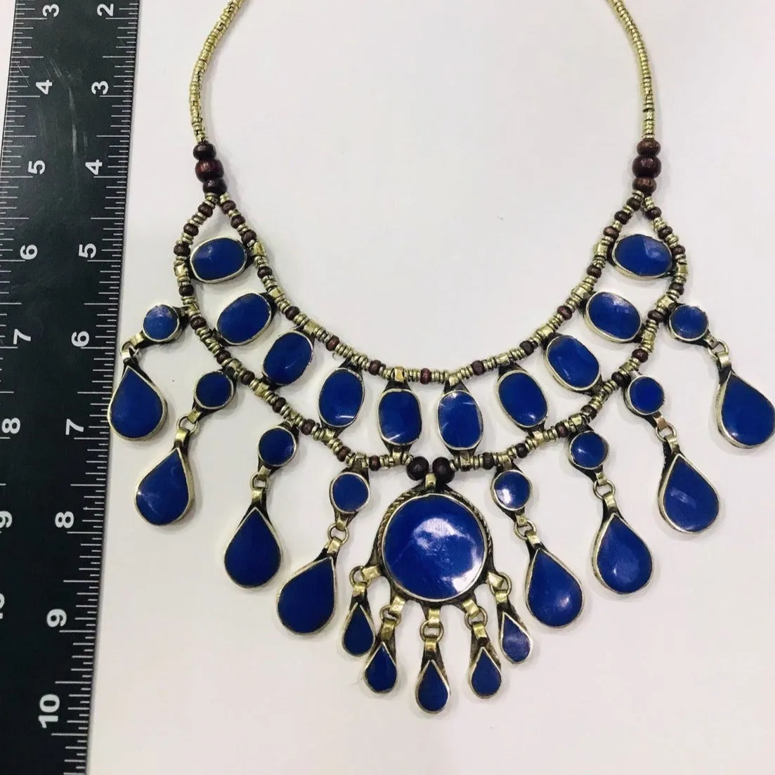 Vintage Tribal Stone Bib Necklace