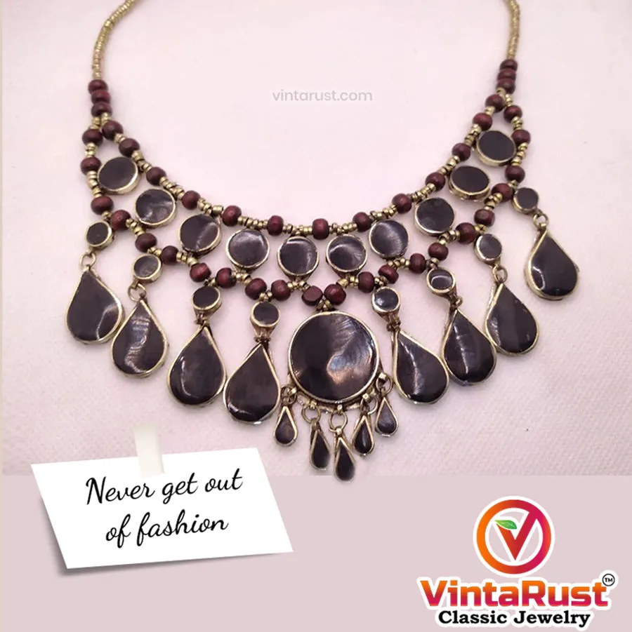 Vintage Tribal Stone Bib Necklace