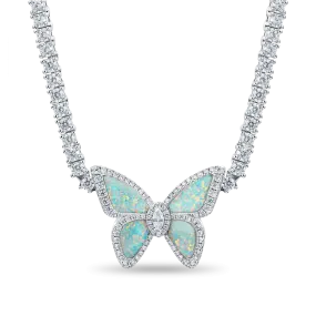 Vivid Youth Opal Butterfly Tennis Necklace - 3mm