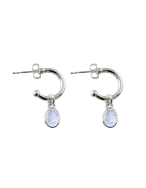Von Treskow Open Hoop Studs Earrings w/ Moonstone