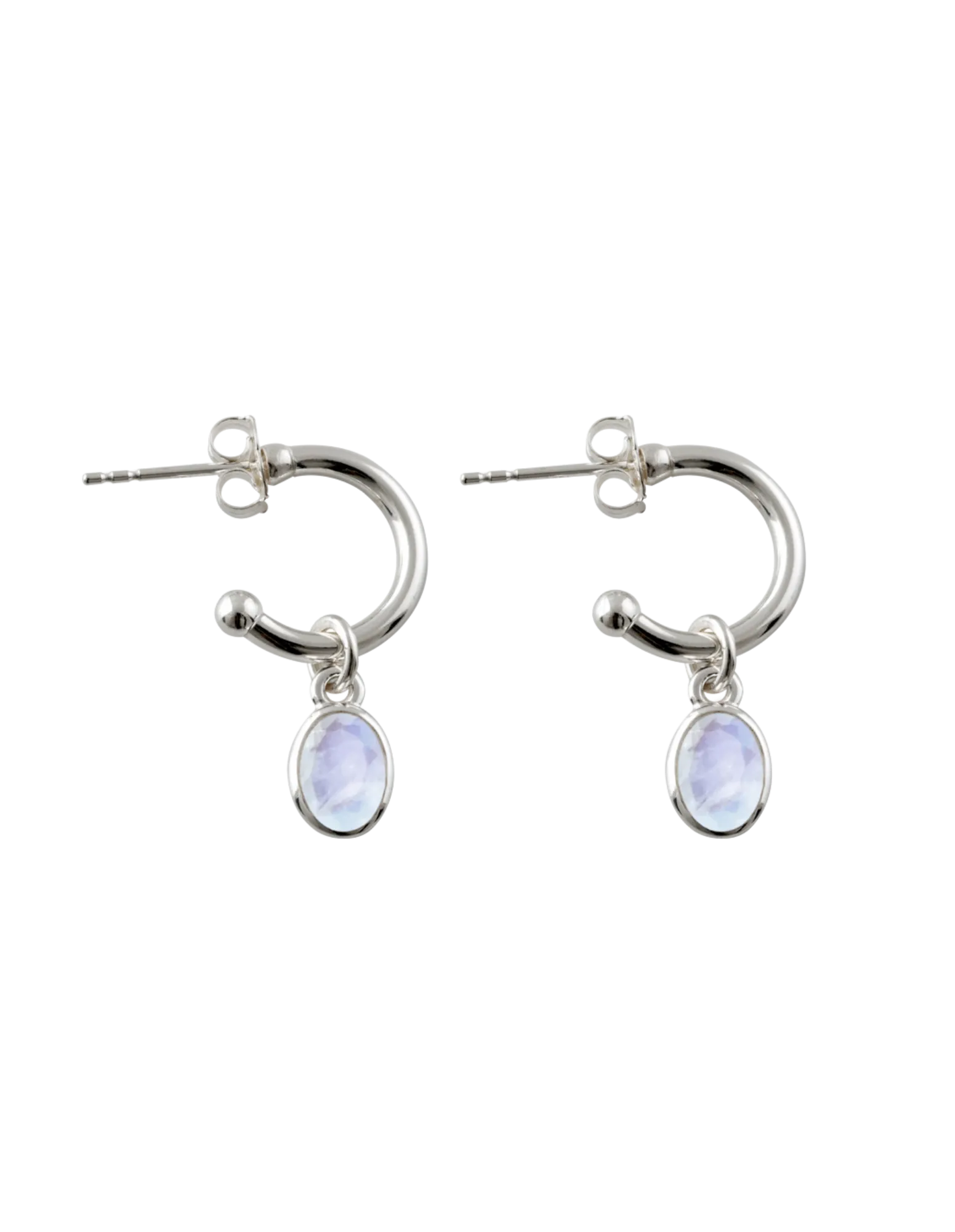 Von Treskow Open Hoop Studs Earrings w/ Moonstone