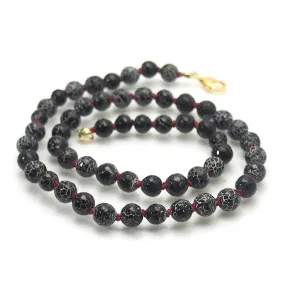 Weathered Agate Knotted Necklace with Gold Filled Trigger Clasp 8mm