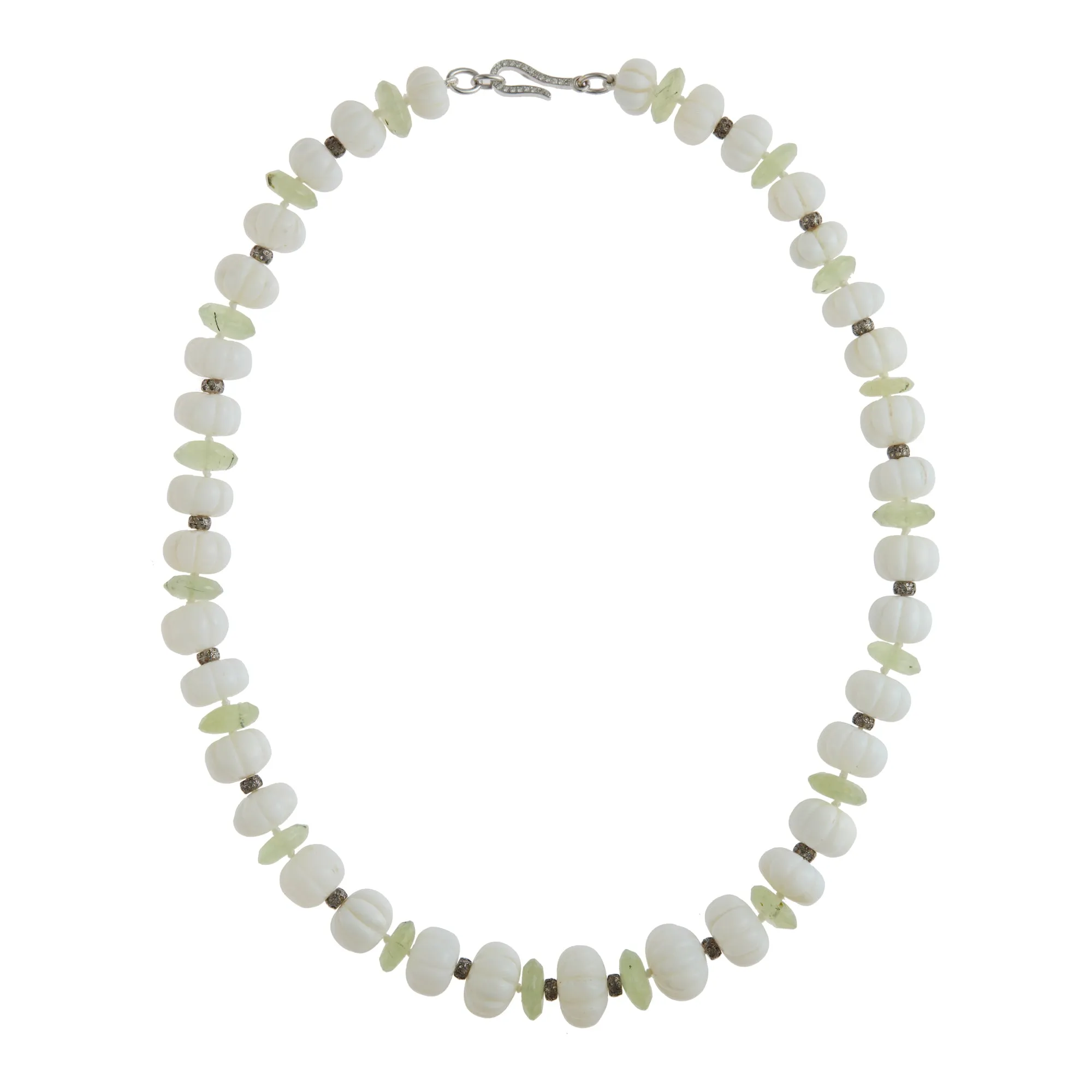 White Melon Opal Beaded Necklace 195 (45cm)