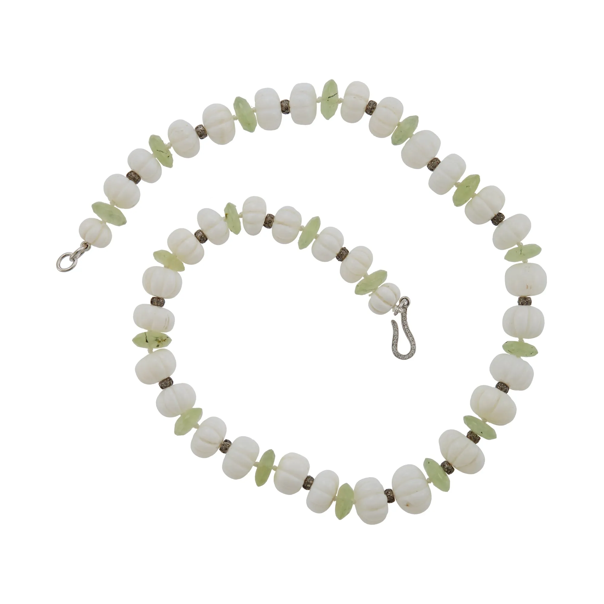 White Melon Opal Beaded Necklace 195 (45cm)
