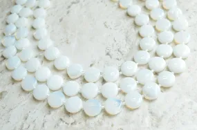 White Sea Opal Glass Beaded Multi Strand Chunky Statement Necklace - Charlotte