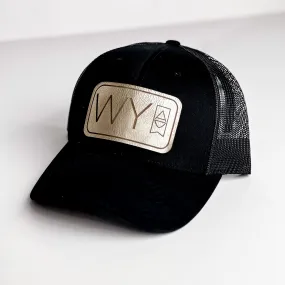 WY Trucker Hat | Black   Platinum Patch