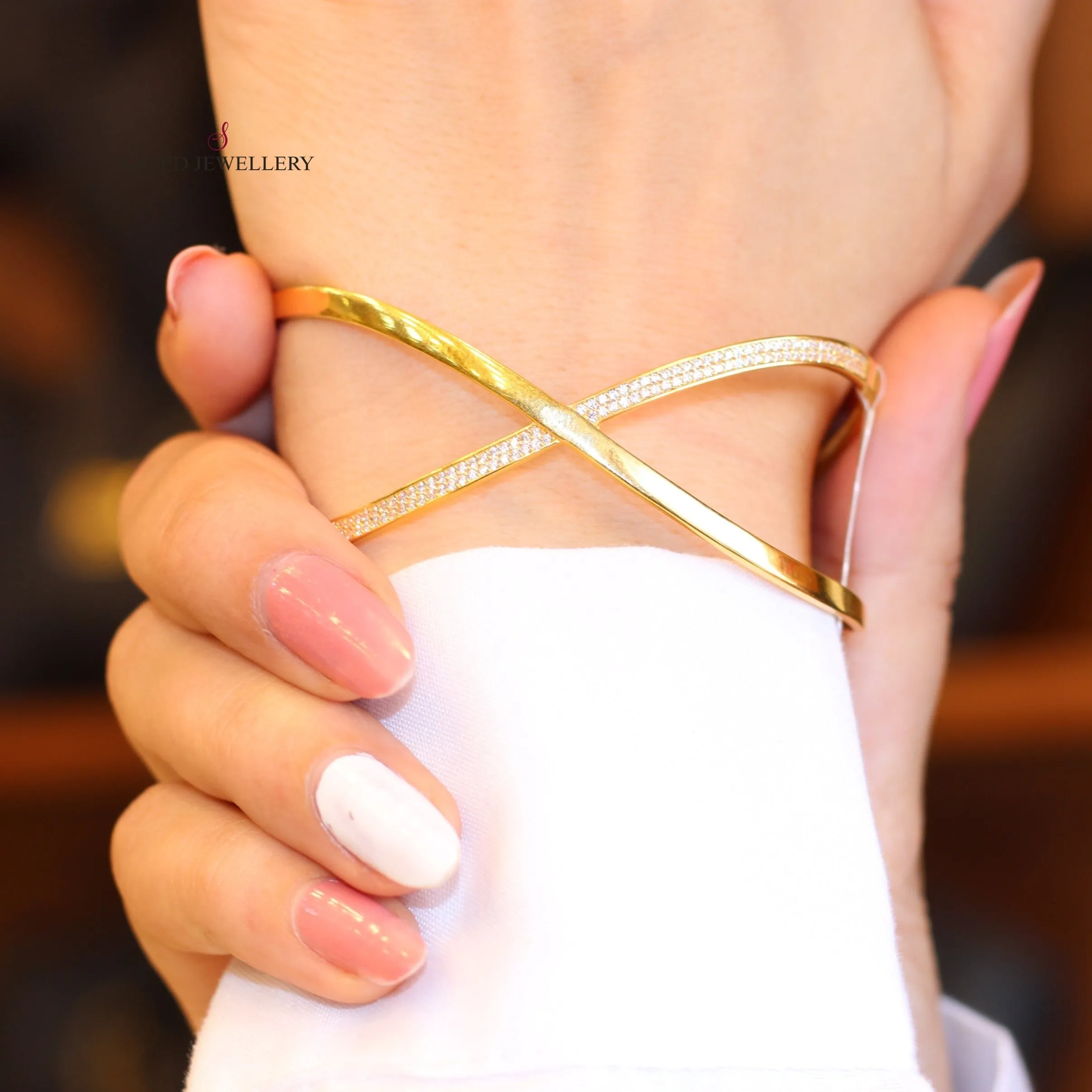 X Style Zircon Studded Bangle Bracelet