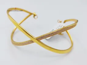 X Style Zircon Studded Bangle Bracelet