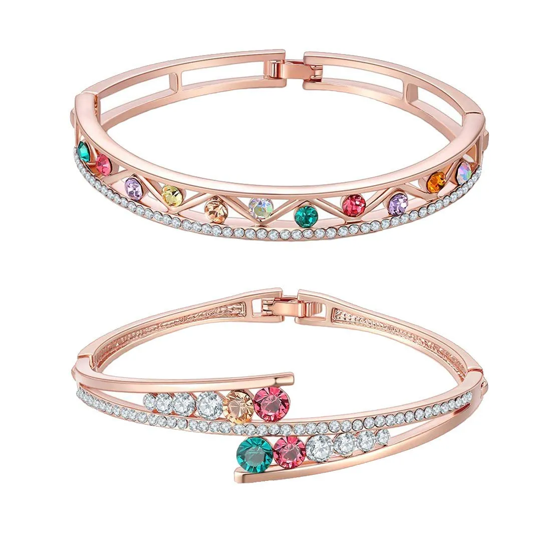 Yellow Chimes Bracelets for Women Combo of 2 Pcs Valentine Gifts MultiColor Swiss Cubic Zircon Crystal Bracelets for Women and Girls