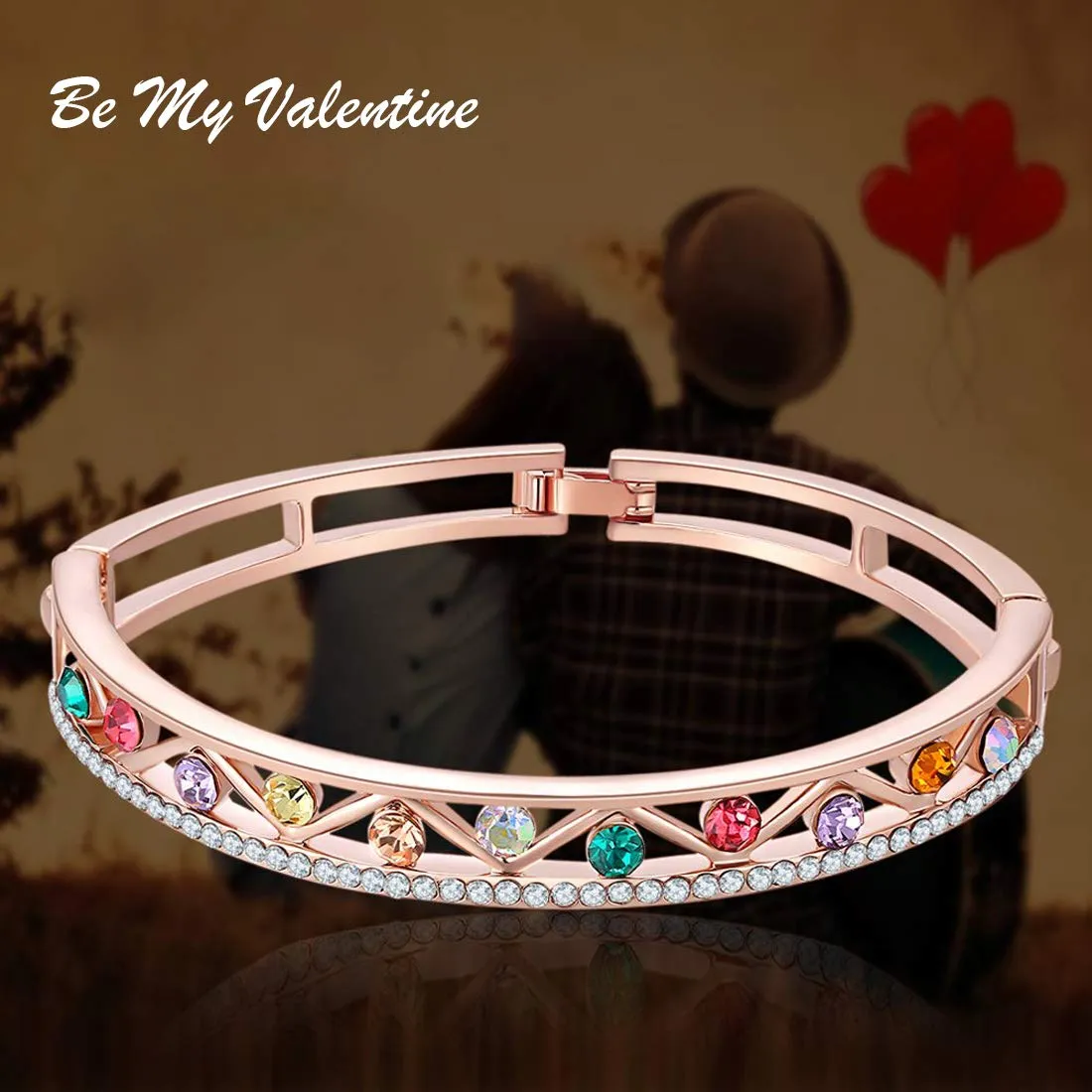 Yellow Chimes Bracelets for Women Combo of 2 Pcs Valentine Gifts MultiColor Swiss Cubic Zircon Crystal Bracelets for Women and Girls