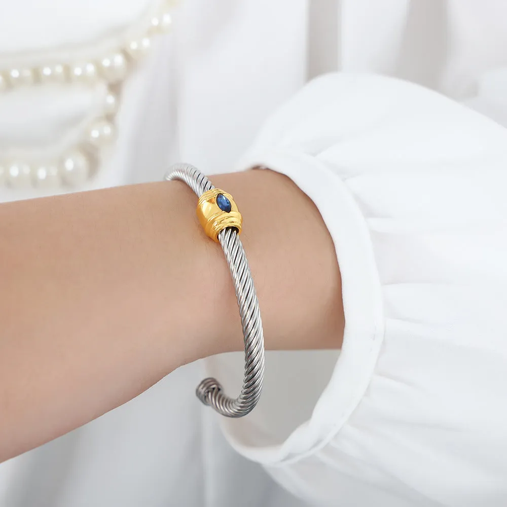 Zircon Accent Titanium Bracelet for Stylish Women