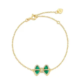 Zircon Malachite Bowknot Sterling Silver Bracelet